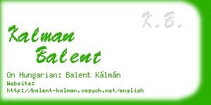 kalman balent business card